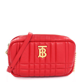 BURBERRY Calfskin Quilted Small Lola Camera Bag Bright Red