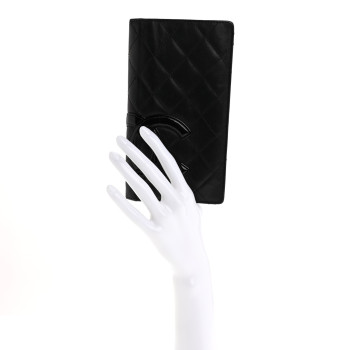 CHANEL Calfskin Quilted Cambon Yen Wallet Black