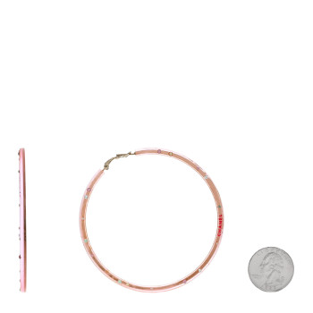 CHANEL Translucent Resin Crystal Hoop Earrings Pink Multicolor