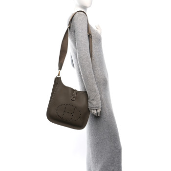 HERMES Taurillon Clemence EVELYNE III PM Etoupe