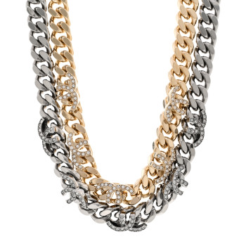CHANEL Crystal Chain CC Link Choker Gold Ruthenium