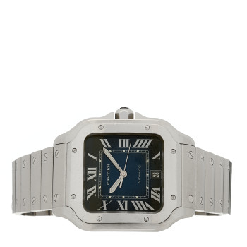 CARTIER Stainless Steel 39.8mm Santos De Cartier Automatic Watch Blue