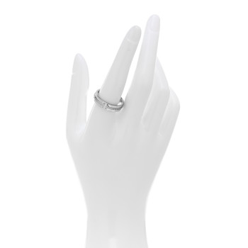 TIFFANY 18K White Gold Diamond Wide T Two Ring 58 8.5