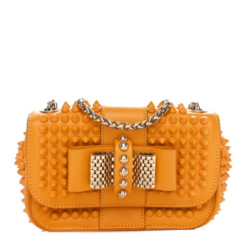 CHRISTIAN LOUBOUTIN Calfskin Spiked Sweety Charity Crossbody Bag Yellow