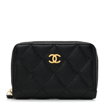 CHANEL Caviar Quilted Zip Coin Purse Black