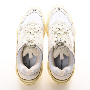 BALENCIAGA Fabric Mesh Mens Triple S Sneakers 12 White