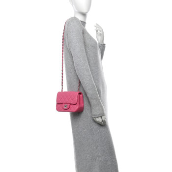 CHANEL Lambskin Quilted Mini Square Flap Pink
