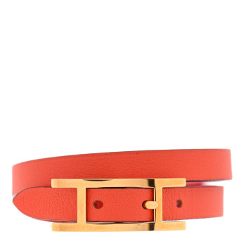 HERMES Swift Behapi Double Tour Reversible Bracelet XS Rose Azalee Orange Poppy