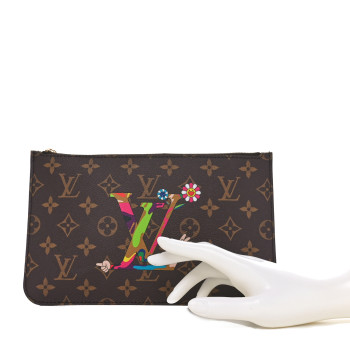 LOUIS VUITTON LV X TM Monogram Flowers Neverfull Pochette