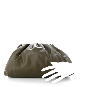 BOTTEGA VENETA Smooth Butter Calf The Pouch Oversized Clutch Kaki Fondent