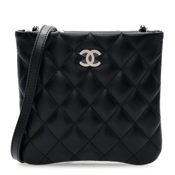 CHANEL Lambskin Quilted Crossbody Bag Black
