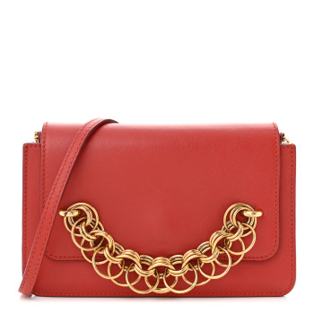CHLOE Calfskin Drew Bijou Clutch Earthy Red