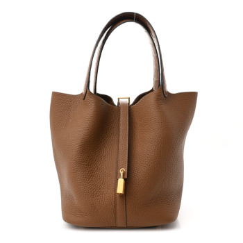 HERMES Taurillon Clemence Matte Alligator Picotin Lock Touch 22 MM Gold