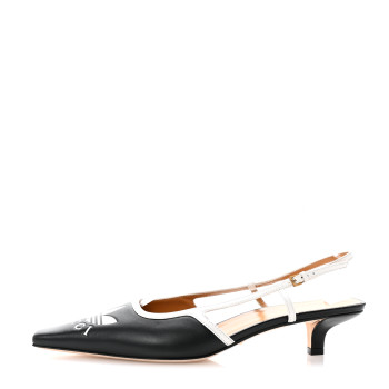GUCCI X ADIDAS Nappa Charlotte Suede Monogram Trefoil Slingback Pumps 40 Black White