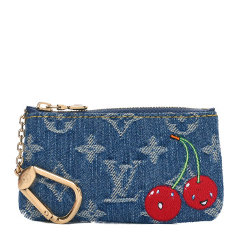 LOUIS VUITTON LV X TM Monogram Denim Cerise Key Pouch Blue