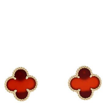 VAN CLEEF & ARPELS 18K Yellow Gold Carnelian Vintage Alhambra Earrings