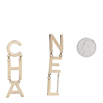 CHANEL Metal Cha-Nel Logo Drop Earrings Gold