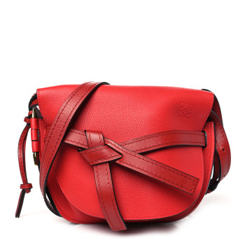 LOEWE Grained Calfskin Small Gate Crossbody Bag Burnt Red