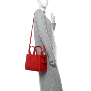 MARC JACOBS Grained Calfskin Mini The Tote Bag Red