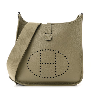 HERMES Taurillon Clemence EVELYNE III PM Sauge
