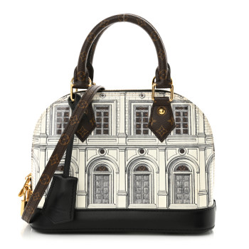 LOUIS VUITTON X FORNASETTI Calfskin Architettura Alma BB Black White