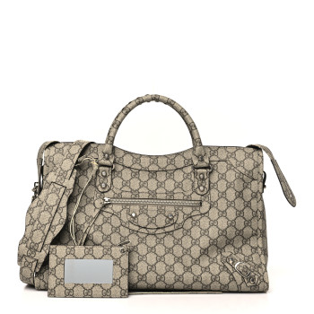 BALENCIAGA X GUCCI GG Supreme Monogram Neo Classic Silver Hardware City Beige Ebony