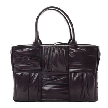 BOTTEGA VENETA Foulard Intrecciato Pleated Medium Arco Tote Dark Mystic