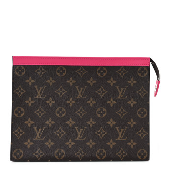 LOUIS VUITTON Monogram Macassar Pochette Voyage MM Fuchsia