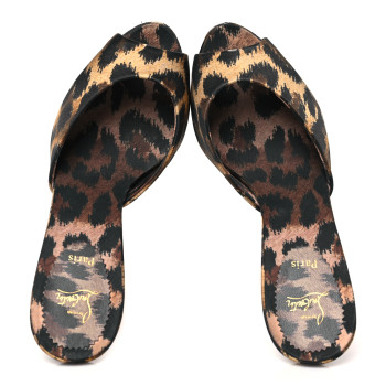 CHRISTIAN LOUBOUTIN Satin Leopard Print Me Dolly 85 Sandals 38 Black