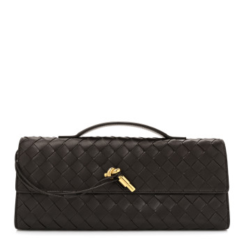 BOTTEGA VENETA Nappa Intrecciato Long Andiamo Top Handle Clutch Fondant