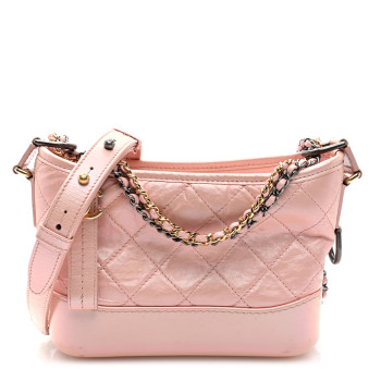 CHANEL Iridescent Aged Calfskin Quilted Small Gabrielle Hobo Rose