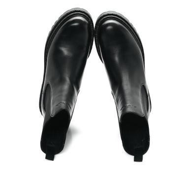 PRADA Spazzolato Metal Triangle Logo 50mm Chelsea Boots 37 Black