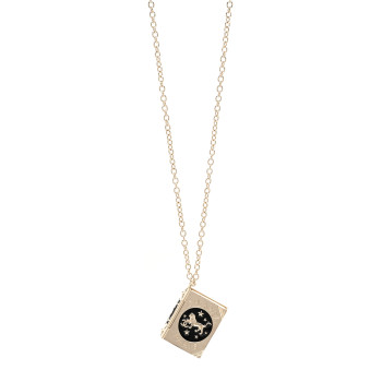 CHANEL Metal CC Lion Book Locket Necklace Gold