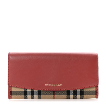 BURBERRY Calfskin Horseferry Check Porter Continental Wallet Copper Pink