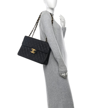 CHANEL Lambskin Quilted XL Jumbo Single Flap Black