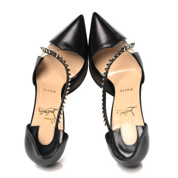 CHRISTIAN LOUBOUTIN Kid PVC Spike Cross 100 Pumps 38.5 Black Silver