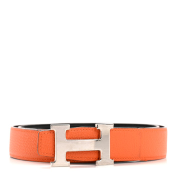 HERMES Box Togo 32mm H Belt 90 36 Black Orange