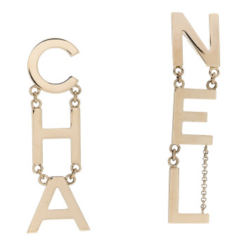 CHANEL Metal Cha-Nel Logo Drop Earrings Gold