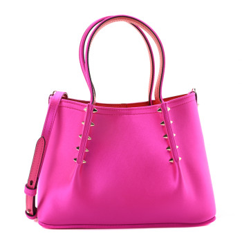 CHRISTIAN LOUBOUTIN Satin Spiked Mini Cabarock Shopper Holly Pink