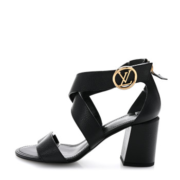 LOUIS VUITTON Calfskin Horizon Sandals 38.5 Black