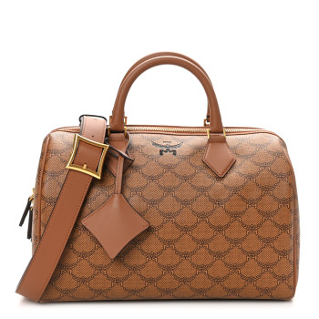 MCM Lauretos Nappa Medium Ella Boston Bag Cognac