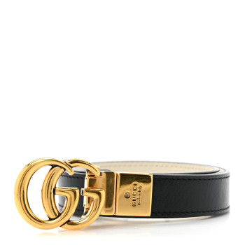 GUCCI Plutone Calfskin Double G Reversible 20mm Belt 70 28 Black Mystic White