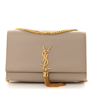 SAINT LAURENT Smooth Calfskin Medium Classic Monogram Kate Tassel Satchel Light Natural