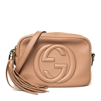GUCCI Pebbled Calfskin Small Soho Disco Bag Rose Beige