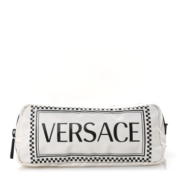 VERSACE Nylon Logo Two Tone Belt Bag White