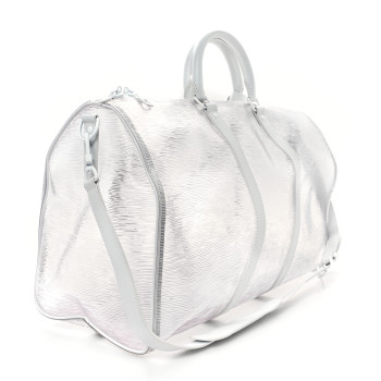 LOUIS VUITTON PVC Epi Embossed Wavy Keepall Bandouliere 50 White LOUIS VUITTON PVC Epi Embossed Wavy Keepall Bandouliere 50 White