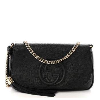GUCCI Pebbled Calfskin Medium Soho Flap Crossbody Black