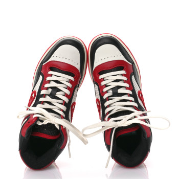 GUCCI Dali Calfskin Mesh Women's Mac80 Hightop Sneakers 35.5 Red White Black