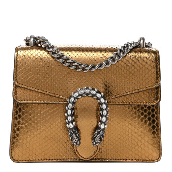 GUCCI Snakeskin Mini Dionysus Shoulder Bag Gold