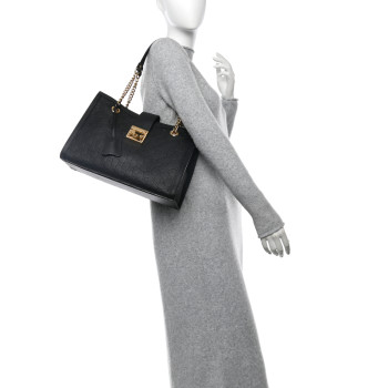 GUCCI Guccissima Medium Padlock Tote Black